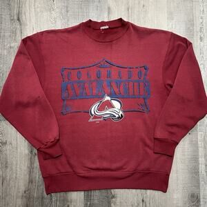 VTG Colorado Avalanche Hockey Sweatshirt 90s Sun Faded Red NHL Crewneck M/L